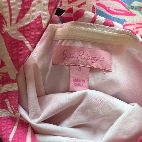EUC Lilly Pulitzer Tinsley Seersucker Pink Light My Fire Dragonfly dress - Picture 4 of 4